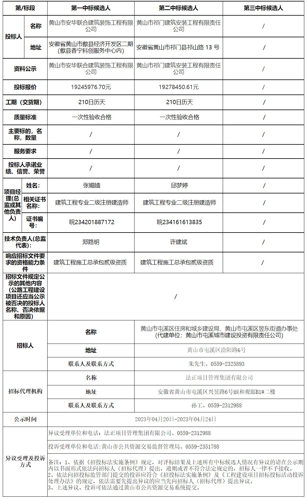 黃山市屯溪區(qū)老舊小區(qū)改造項目-2023年昱東街道荷花池新村小區(qū)改造工程中標候選人公示